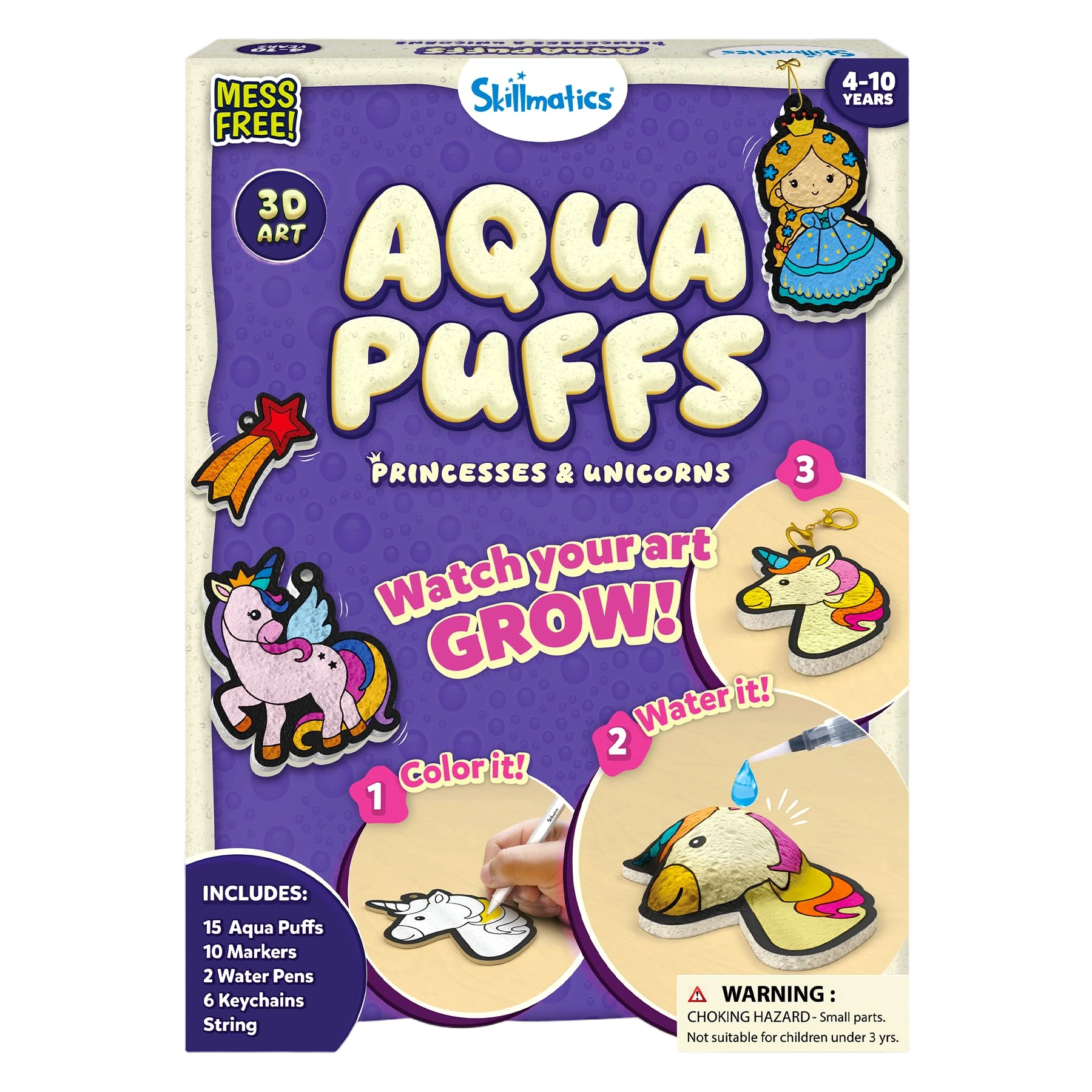 Skillmatics Aqua Puffs - 3D Art Kit, Princesses & Unicorns, Easter Basket Stuffe