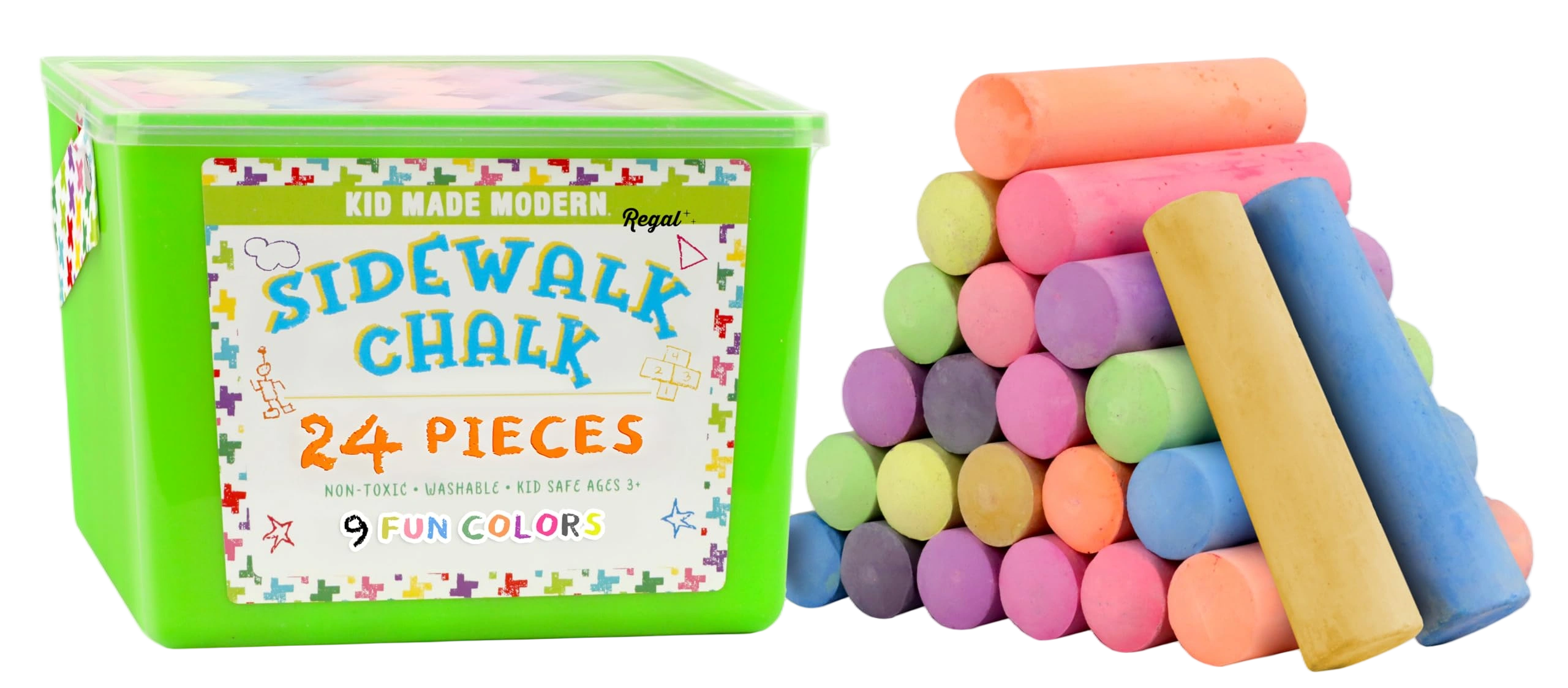 Kid Made Modern Non Toxic Sidewalk Chalk Bucket (24 Count) - Washable Colored Ch