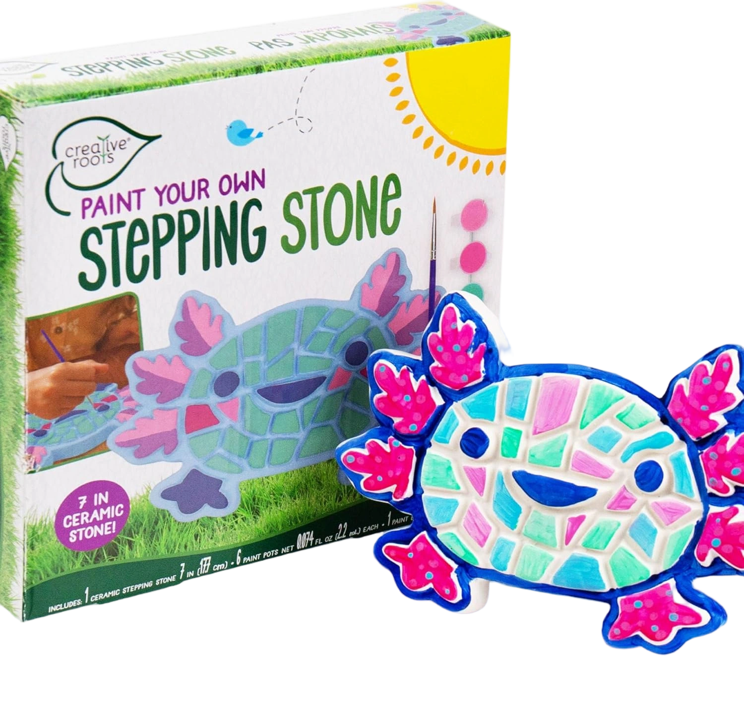 Creative Roots Axolotl Stepping Stone Kit, 7-Inch Paintable Ceramic Stepping Sto