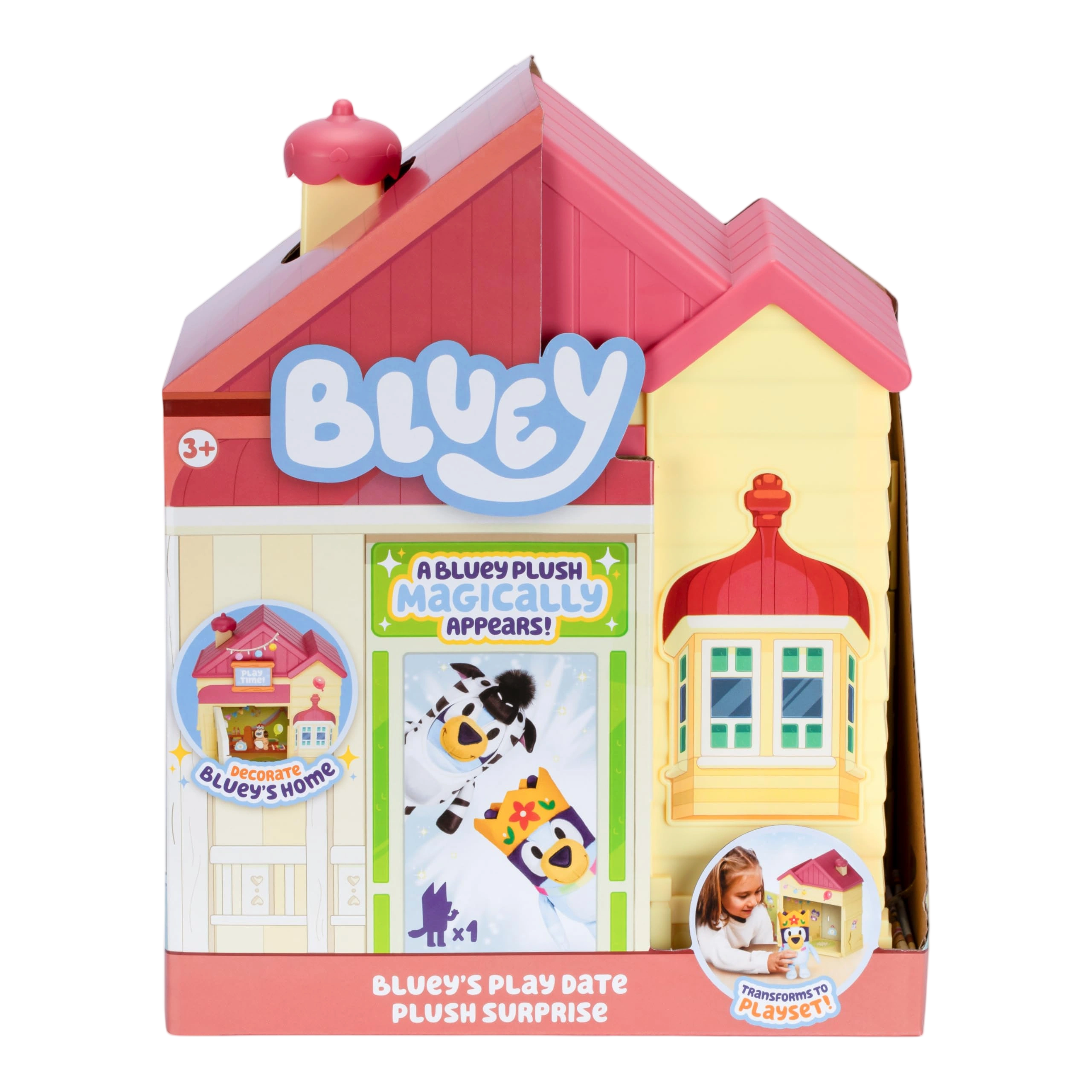 Bluey’s Play Date Plush Surprise Toddler House Playset, Durable Toy House with E
