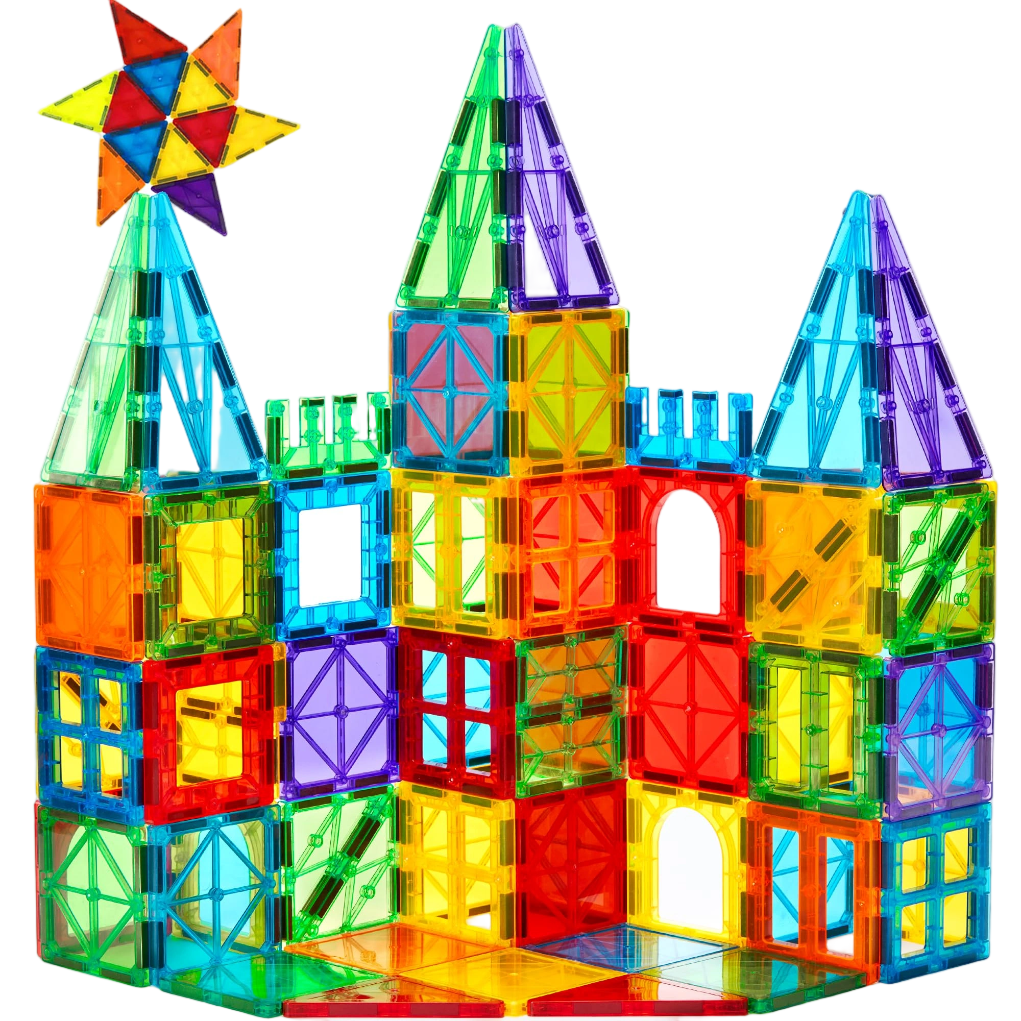 FNJO Magnetic Tiles, 110PCS Magnet Building Set, Magnetic Building Blocks, Const