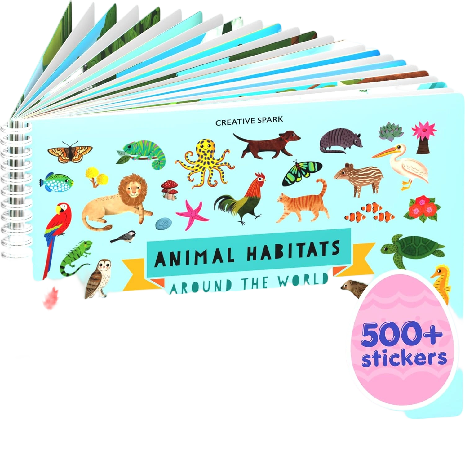 Animals Habitat 500+ Kids Sticker Book by Cupkin Toddler Airplane Travel Activit