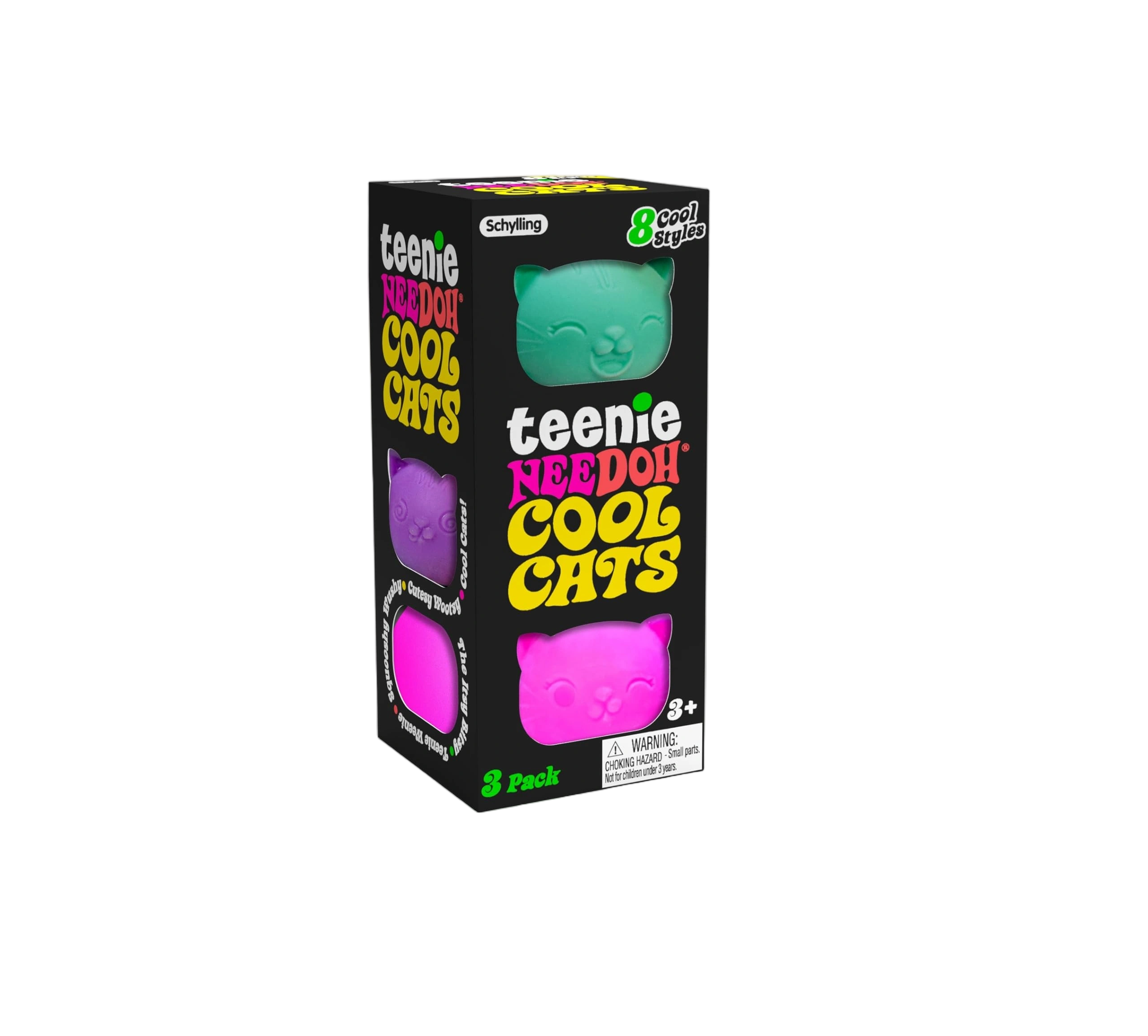 Schylling NeeDoh Teenie Cool Cat - Sensory Squeeze Toy - Contains 3 Mini Groovy 