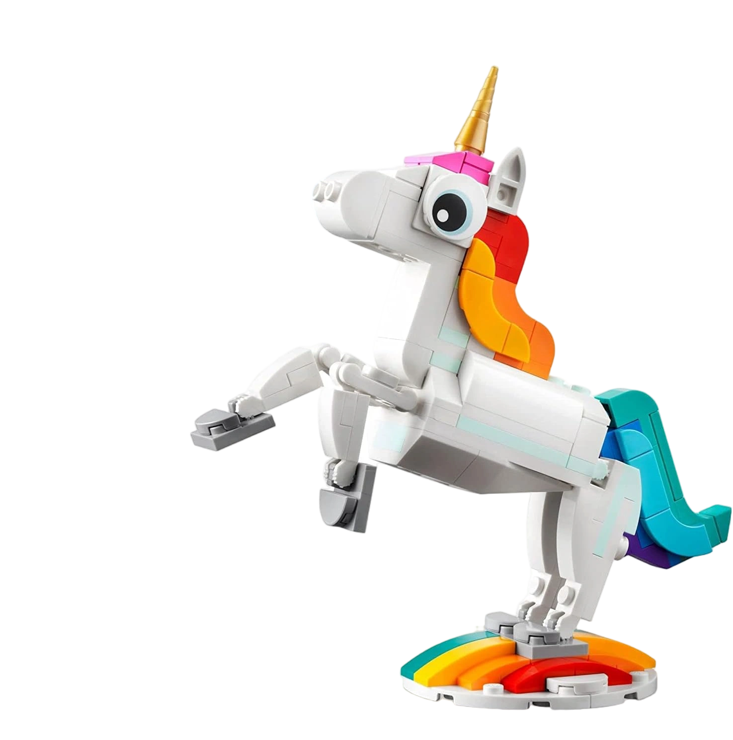 LEGO Creator 3 in 1 Magical Unicorn Toy, Transforms to Seahorse to Peacock, Rain