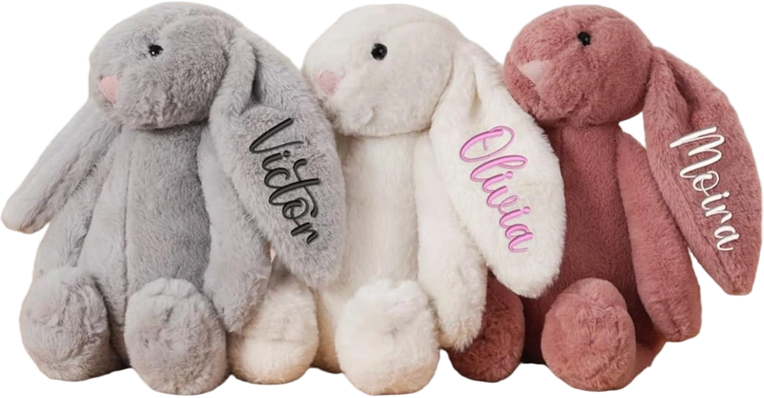 Personalized Easter Bunny Rabbit, Custom Name Monogrammed Embroidered Bunny, Flu