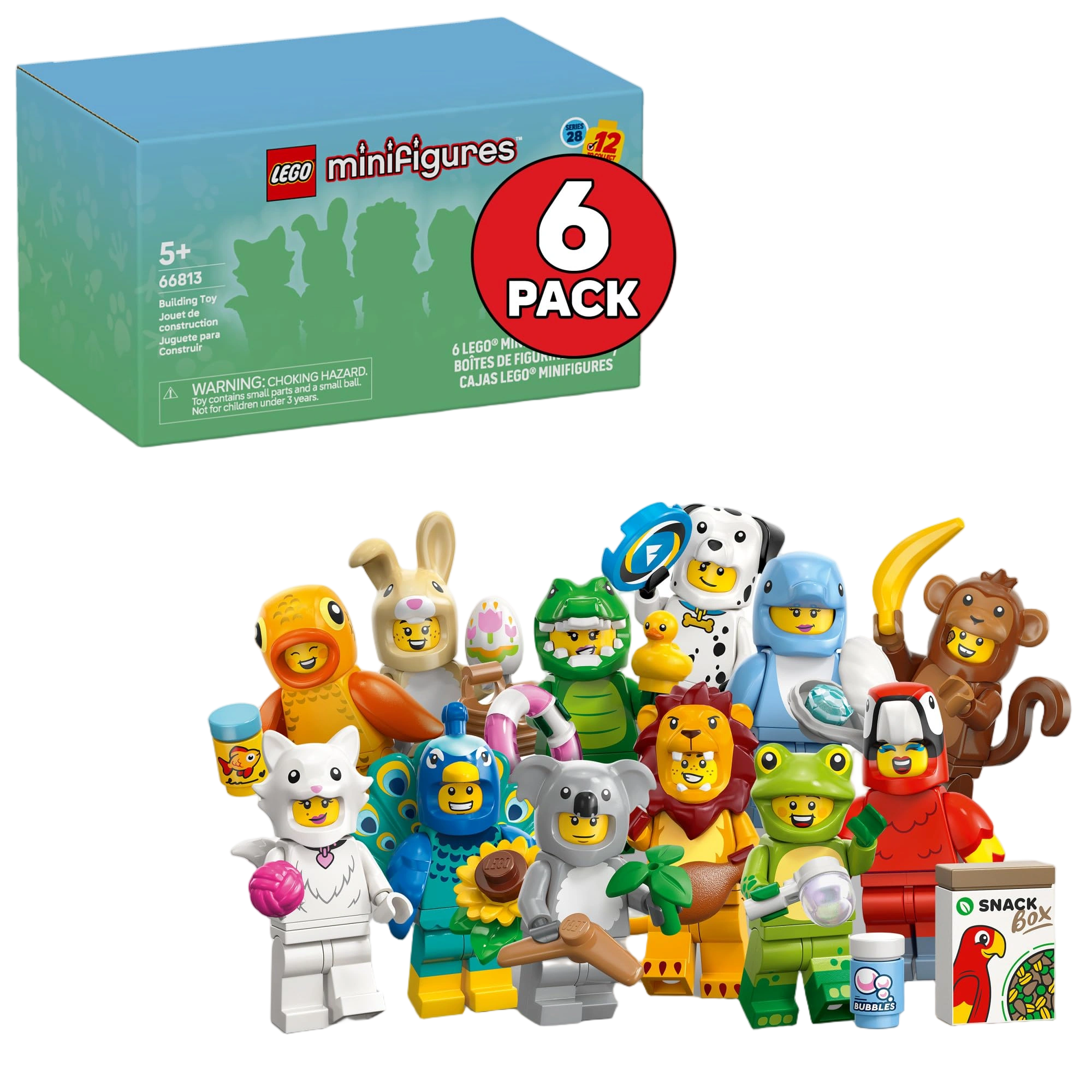 LEGO Minifigures Animal Series 28 6 Pack - Kids Toys in Sealed Mystery Boxes - A