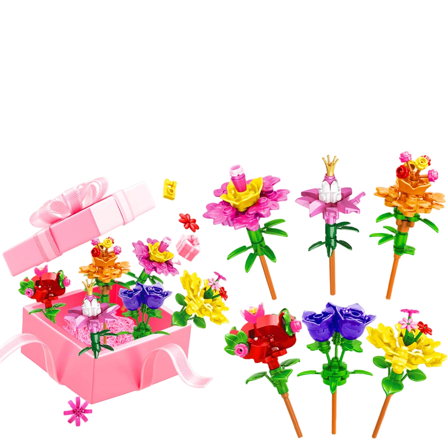 UMEELR Flowers Building Blocks, 24 Packs DIY Flower Pre Filled Easter Egg Surpri