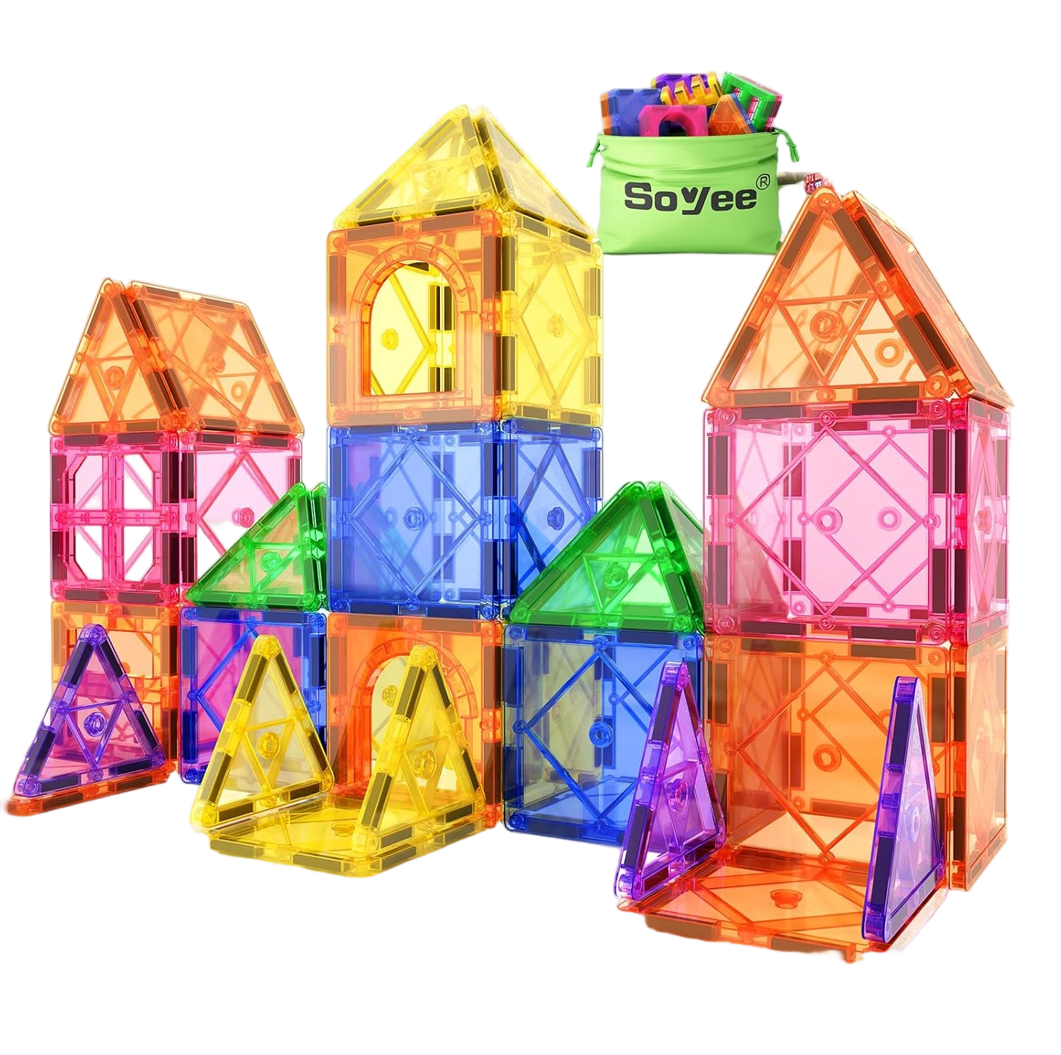Soyee Magnetic Tiles Toddler Toys Magnetic Building Blocks for Kids Ages 3-12 ST