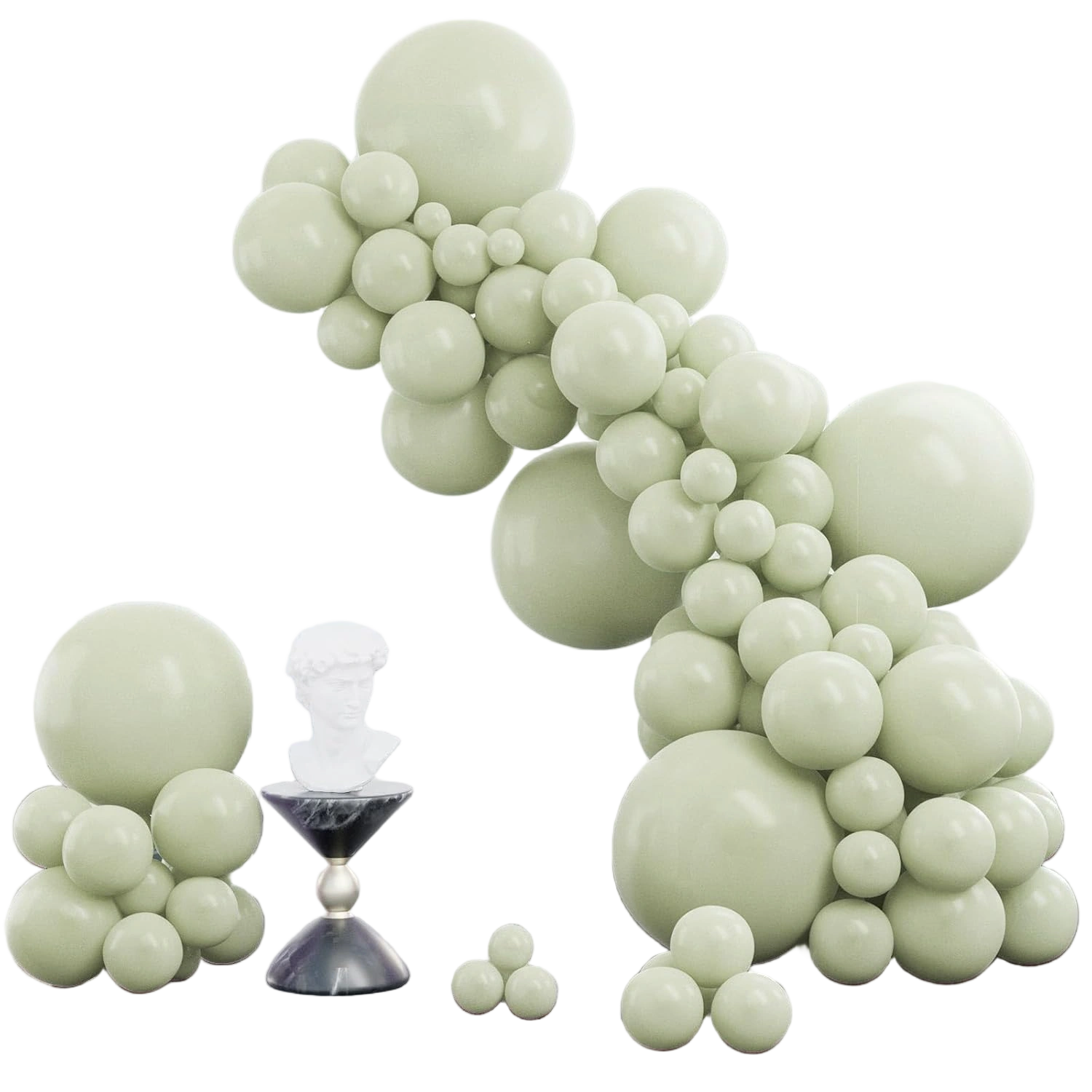 PartyWoo Sage Green Balloons 140pcs Different Sizes of 18 12 10 5 Inch Dusty Boh