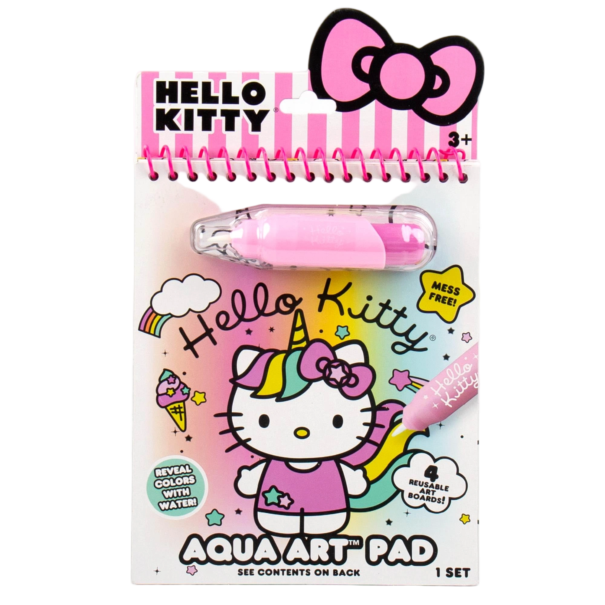 Hello Kitty Aqua Art Pad, 4 Art Pages, On The Go Reusable Water-Reveal Activity 