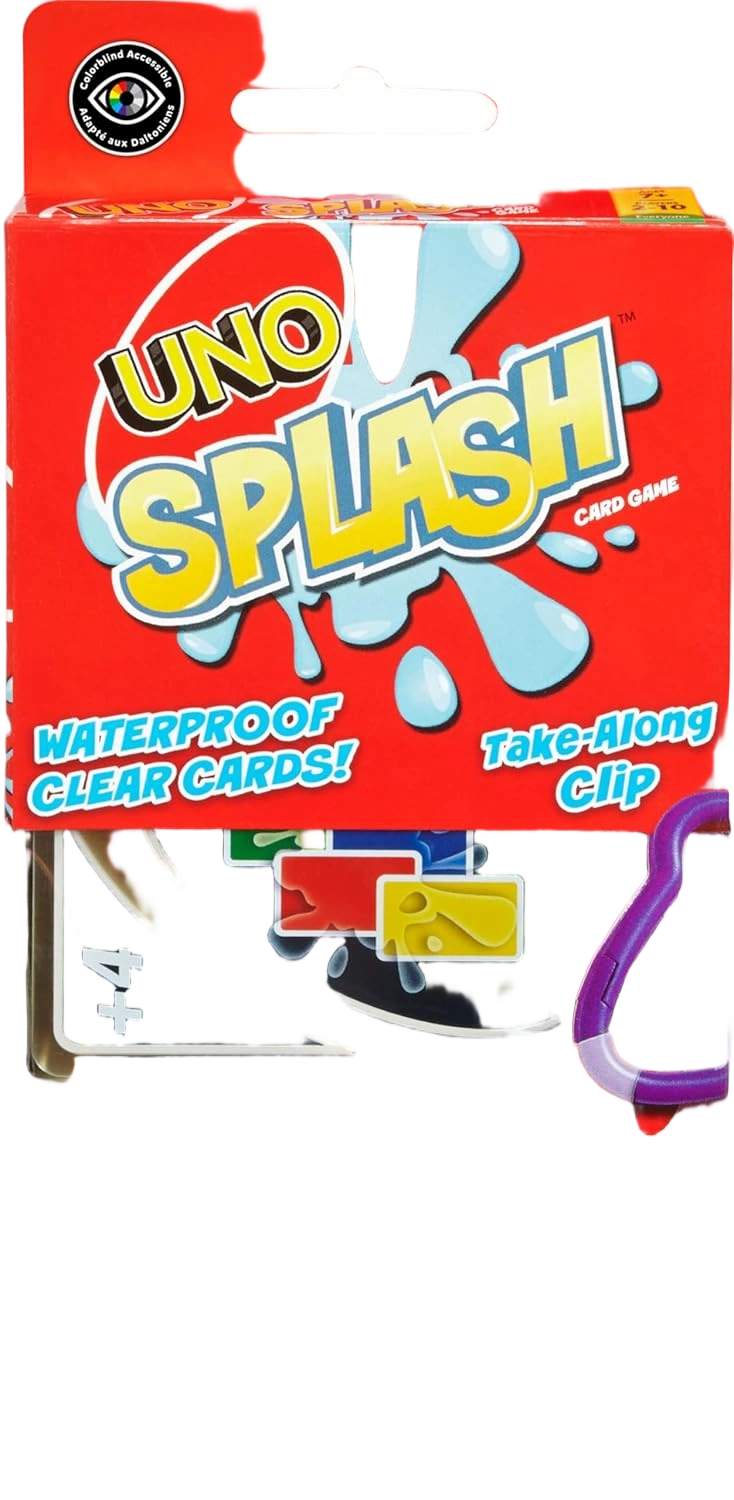 Mattel Games UNO Splash Card Game with Waterproof Cards and Portable Clip for Tr