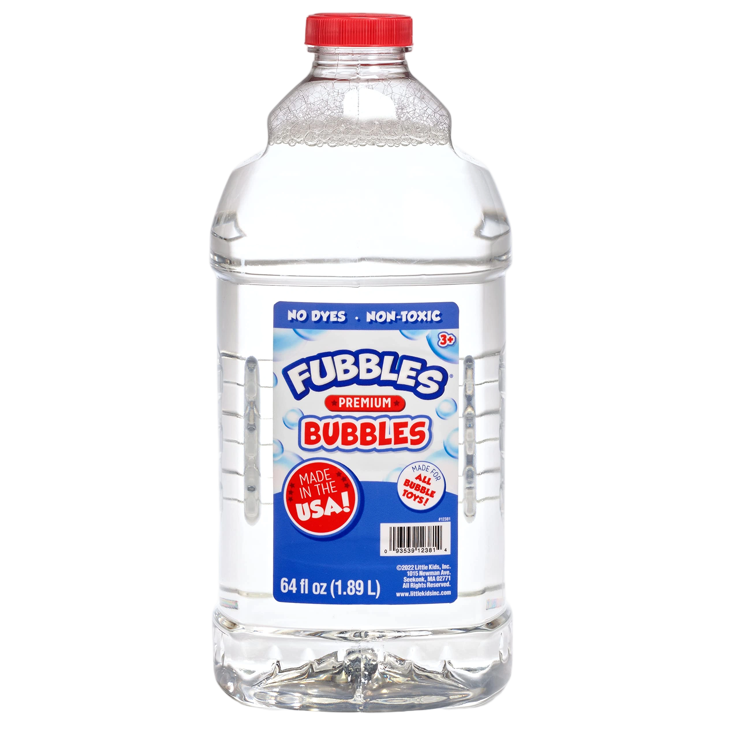 Little Kids Bubbles by Fubbles | Made in The USA | 64oz Non Toxic Bubble Solutio