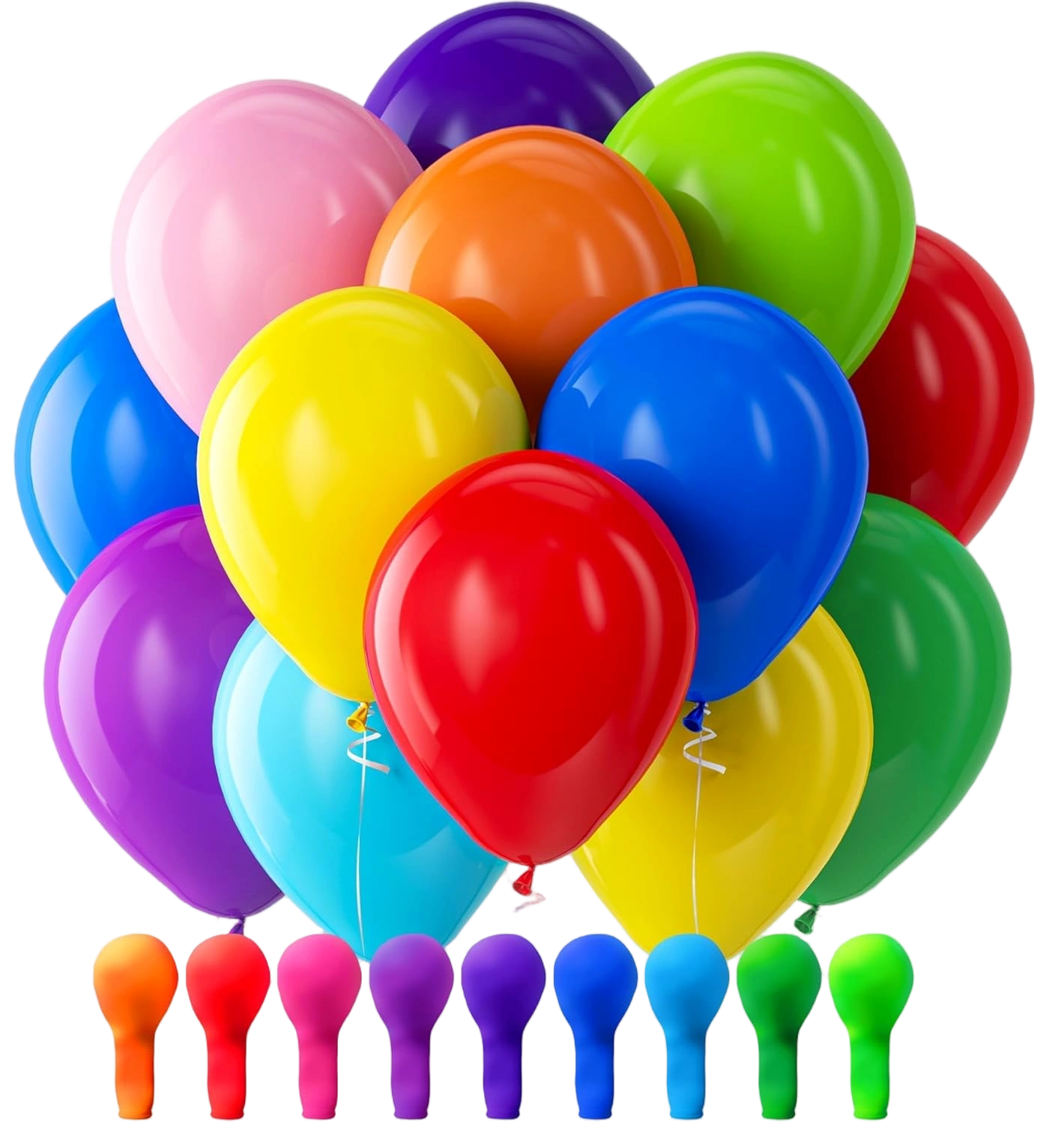 Bezente Assorted Rainbow Latex Balloons, 100 Pack 12 inch Round Helium Bright Co