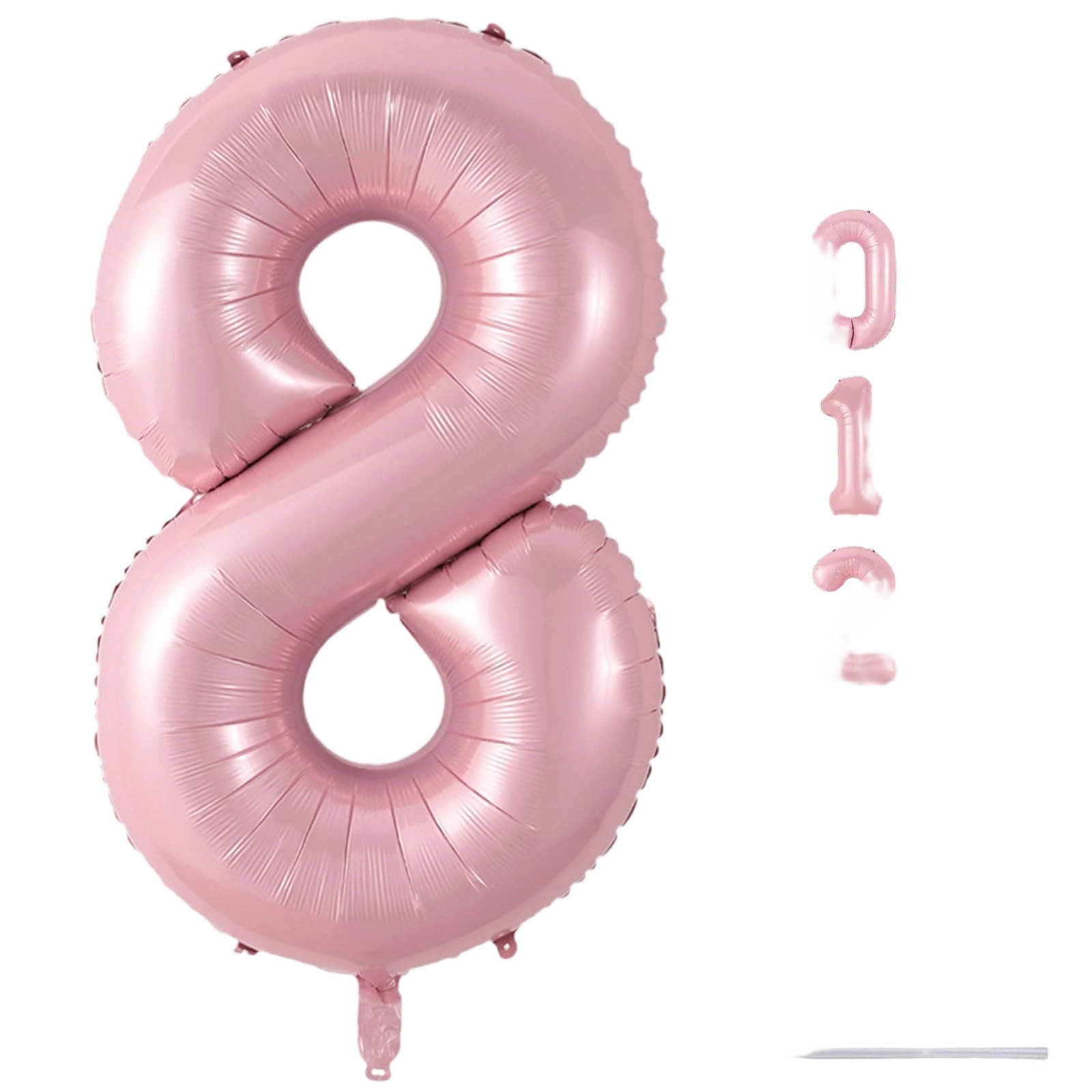 Pastel Pink 8 Balloons, 40" Giant Helium Foil Number 0-9 Light Pink Birthday Bal