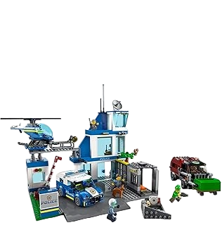 City Police Station with Van, Garbage Truck & Helicopter Toy 60316, Gifts for 6