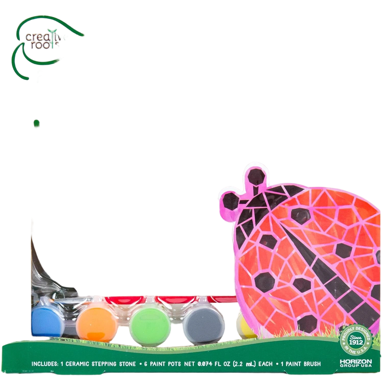 Creative Roots Mosaic Ladybug Stone, Includes 7-Inch Ceramic Stepping Stone & 6