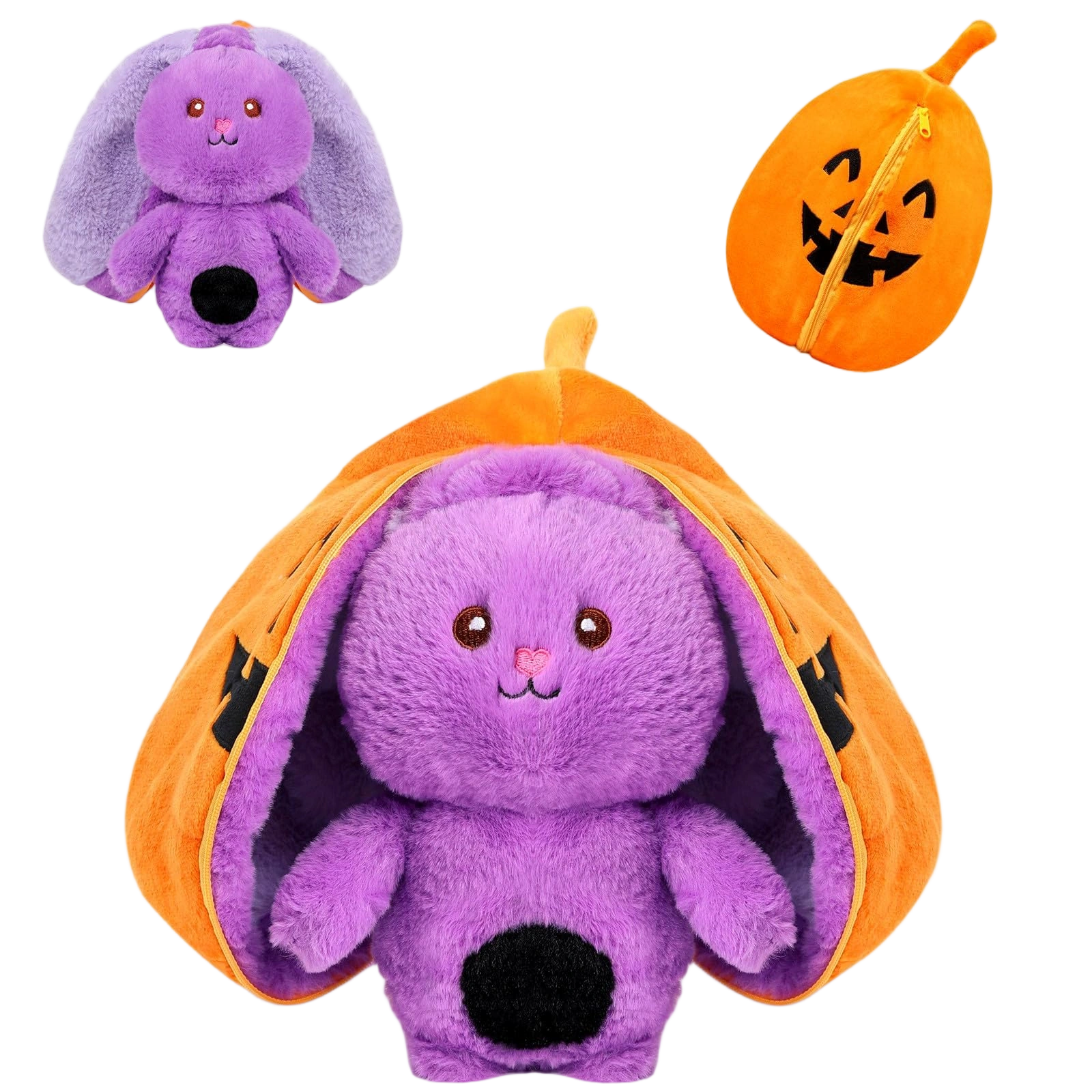 MIAODAM Bunny Stuffed Animal Plush,Reversible Pumpkin Bunny Plushies Pillow, Cut