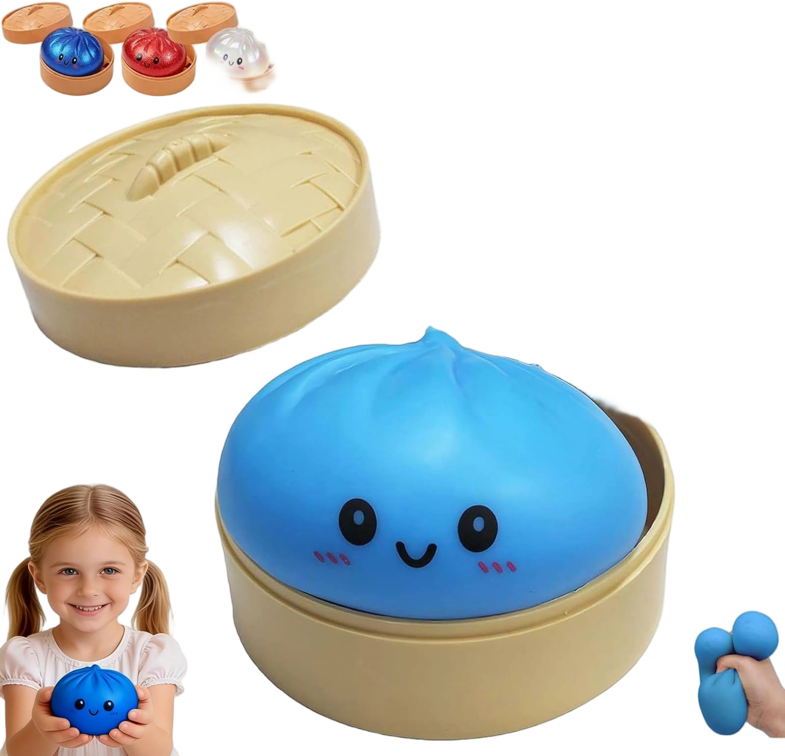 Dumpling Squishies Toys,Giant Glitter Dumpling Box,Colorful Sensory Stress Relie