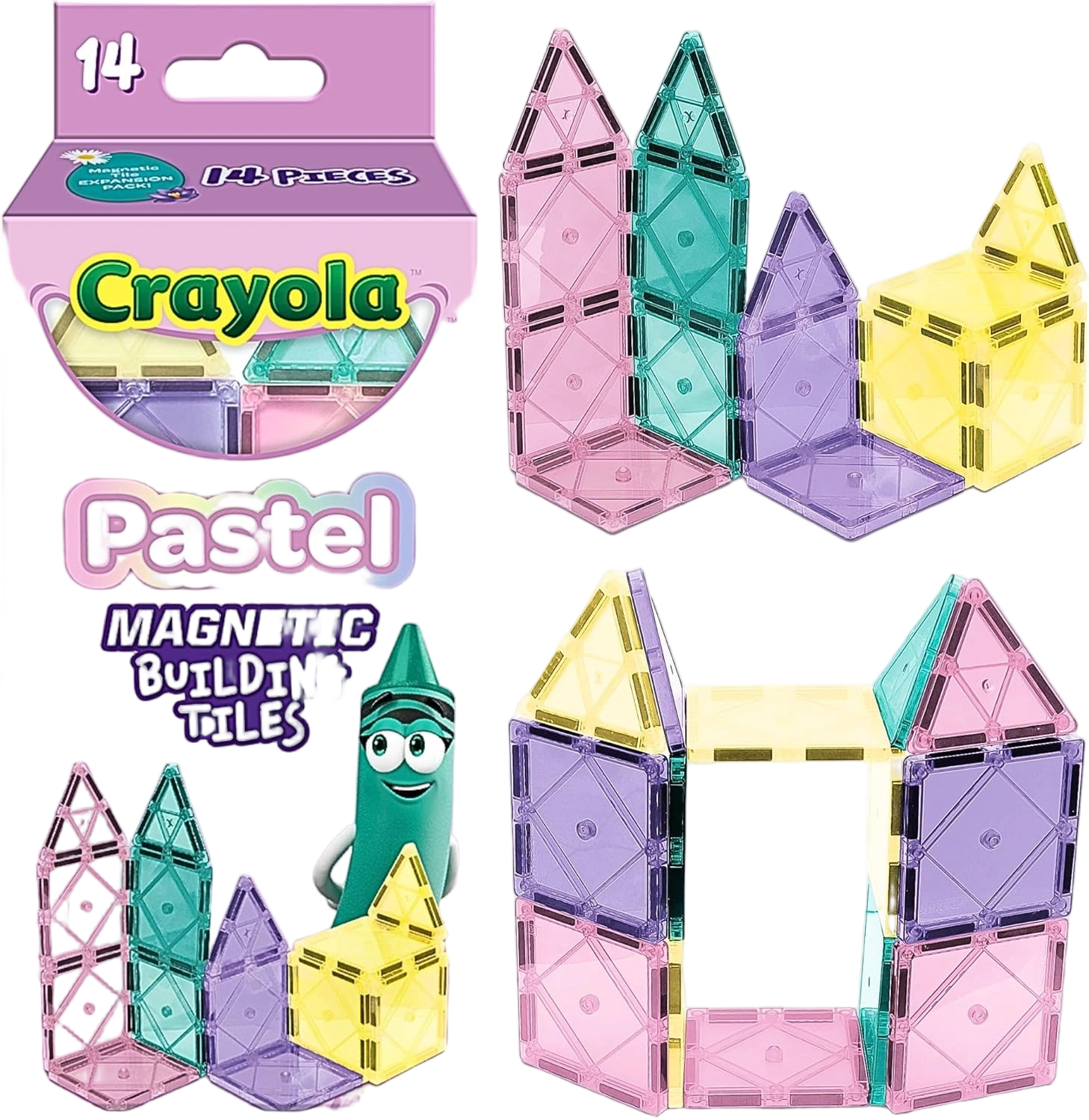 CreateOn Crayola Magnetic Tiles, Building Set for Kids, Magnetic Building Toys f