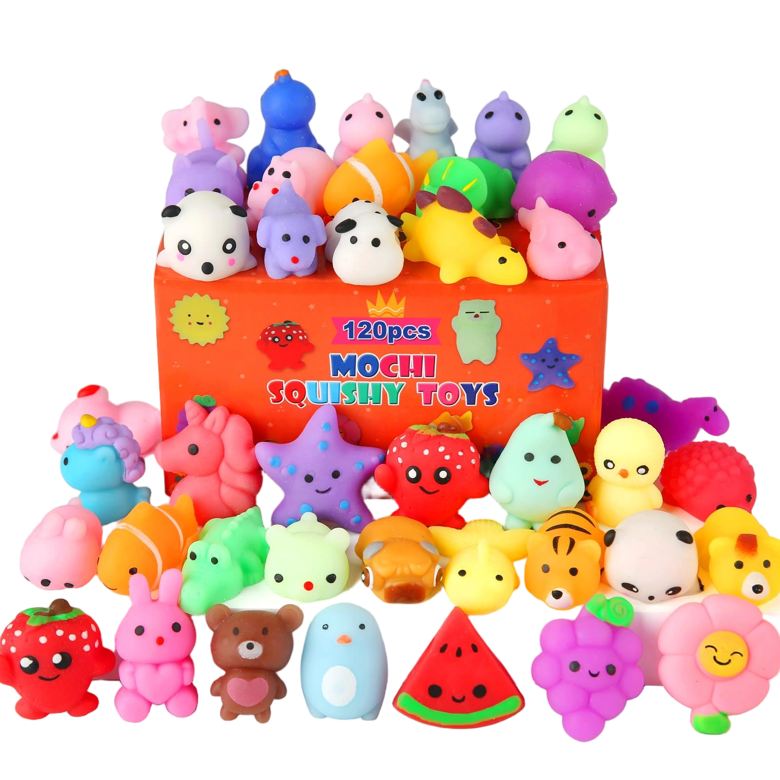 60 Pack Mochi Squishy Toys, Kawaii Mini Animal Squishies for Kids Treasure Box C