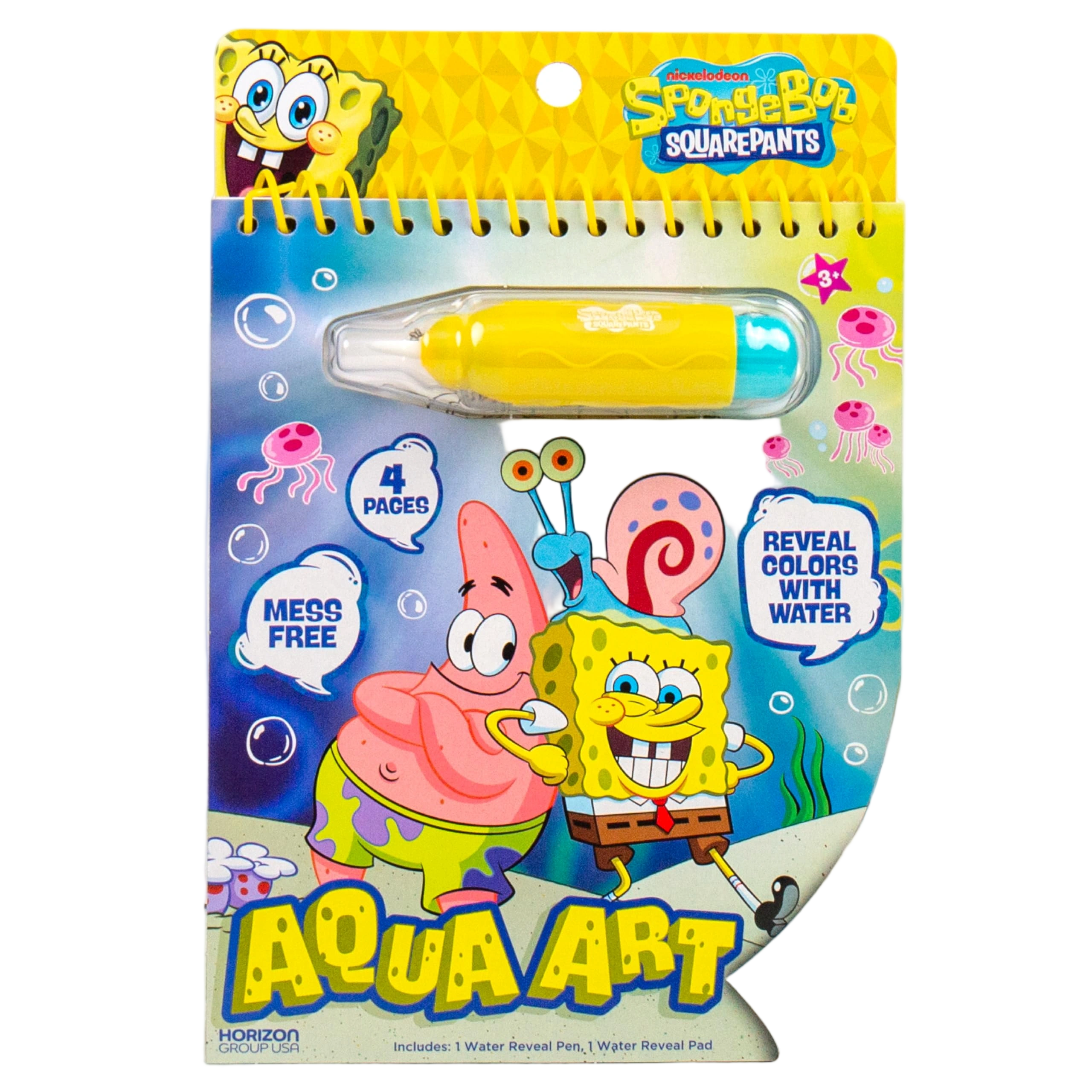 Spongebob Aqua Art, Mess-Free Water Reveal Coloring Book with Pen, No Mess Trave