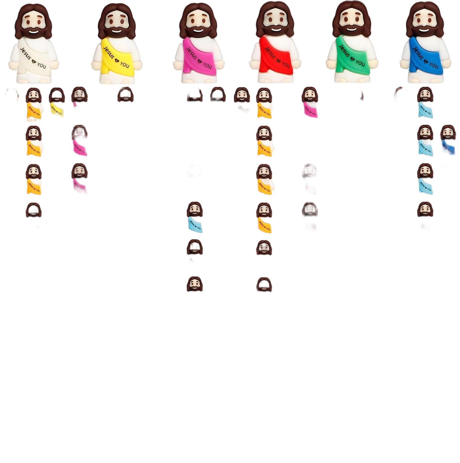 200PCS Little Jesus Figures, 10 Color Tiny Jesus Figurines in Bulk, Mini Jesus F