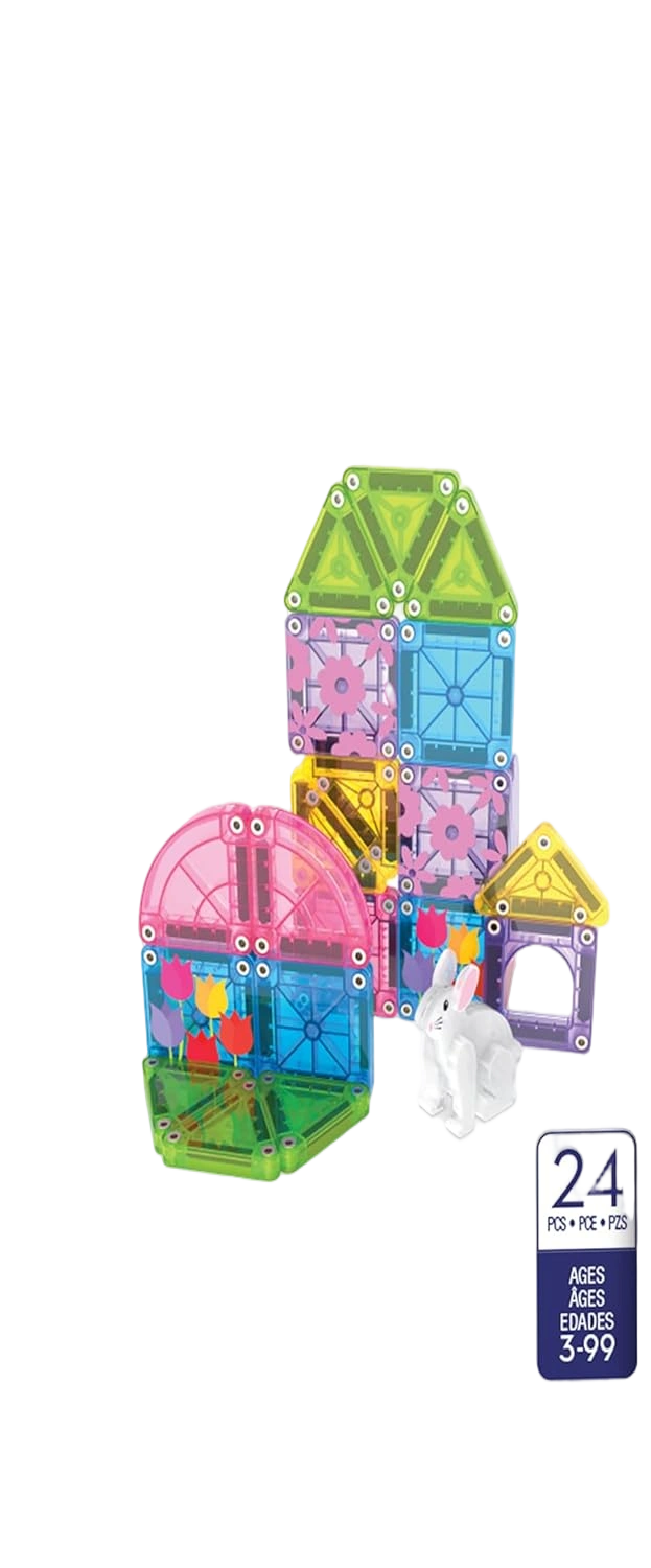 Magna-Tiles microMAGS 24-Piece Spring Garden Travel Set, The Original Magnetic B