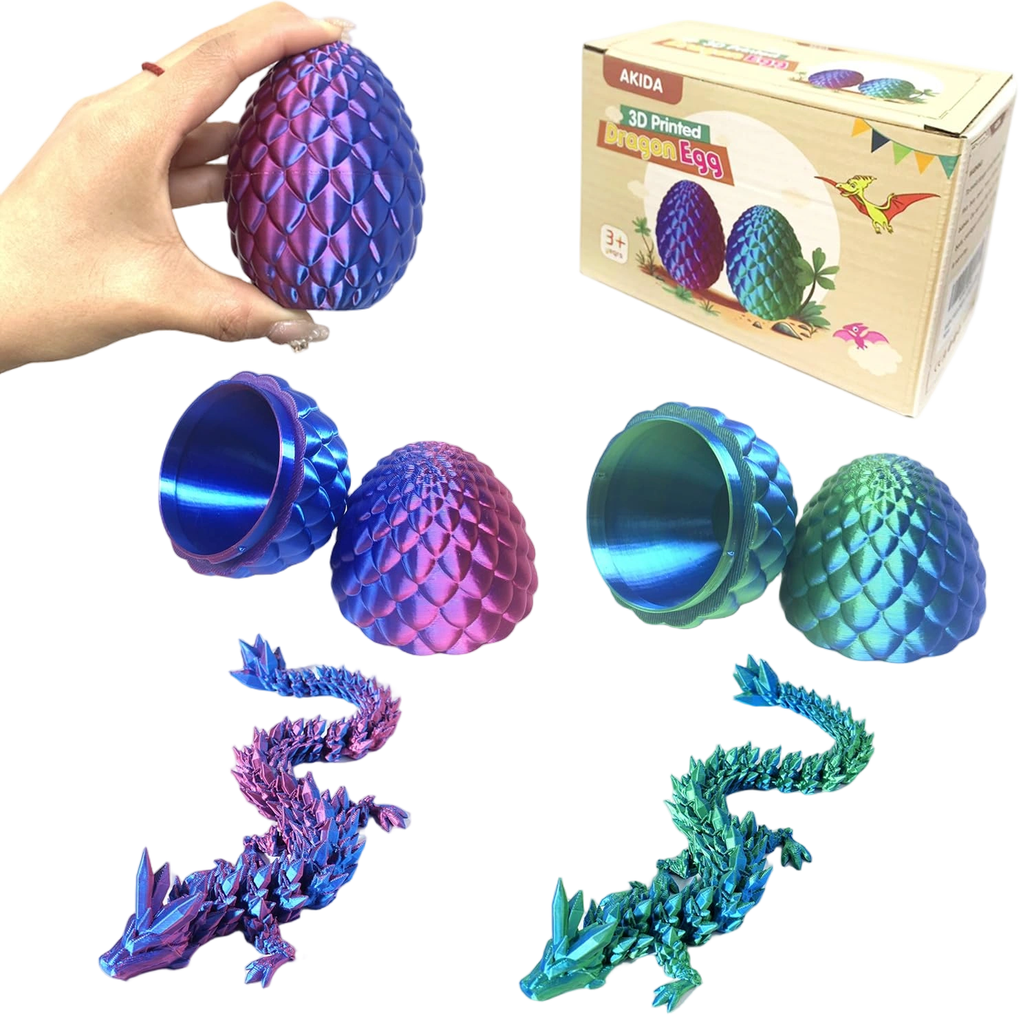 2 Pack Dragon Eggs with Dragon Inside, Dragon Egg Fidget Toy, 3D Dragon Eggs wit