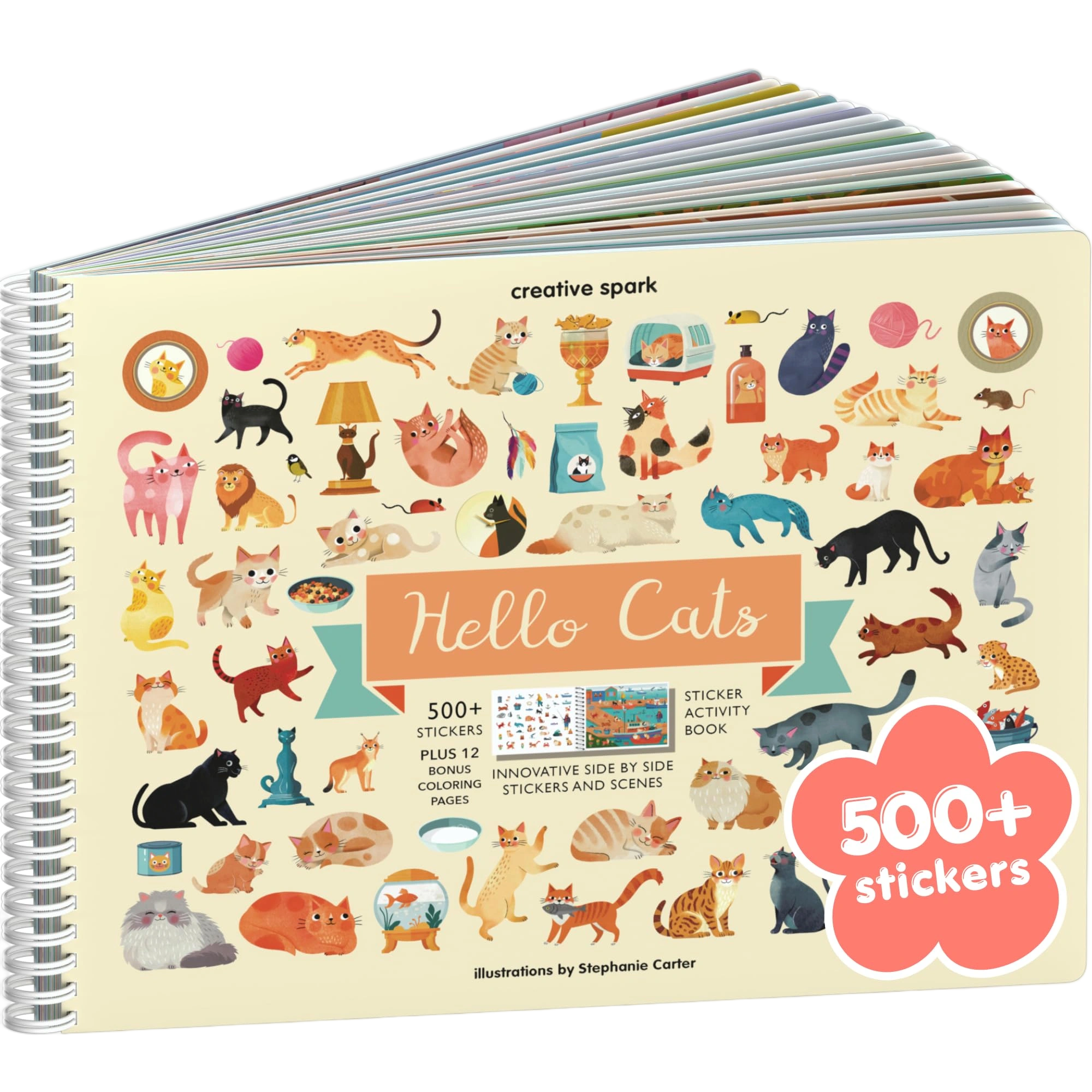 Hello Cats 500+ Sticker Book for Girls by Cupkin Toddler Airplane Activity Color