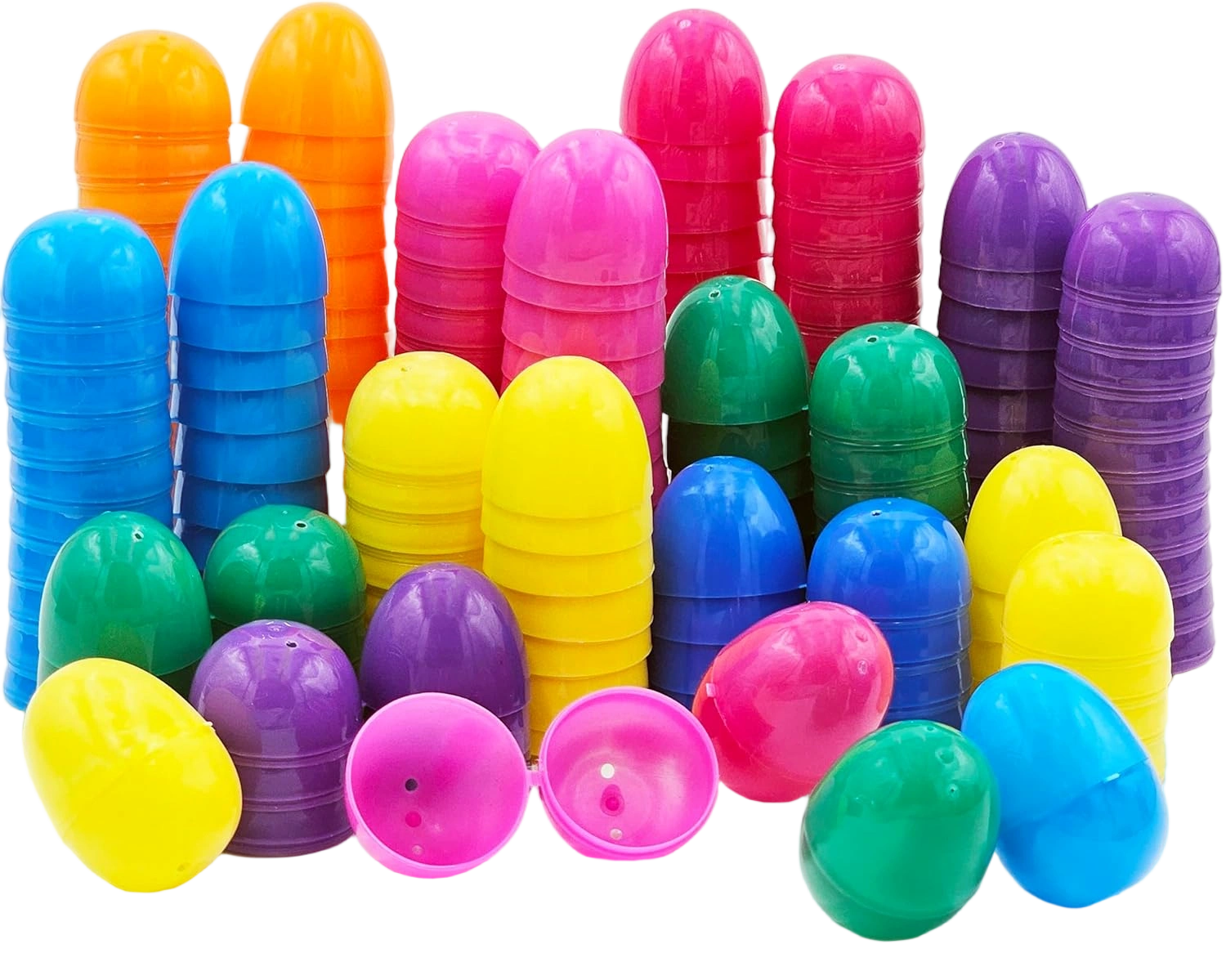 The Dreidel Company Fillable Easter Eggs 50-Pack with Hinge Bulk Colorful Bright
