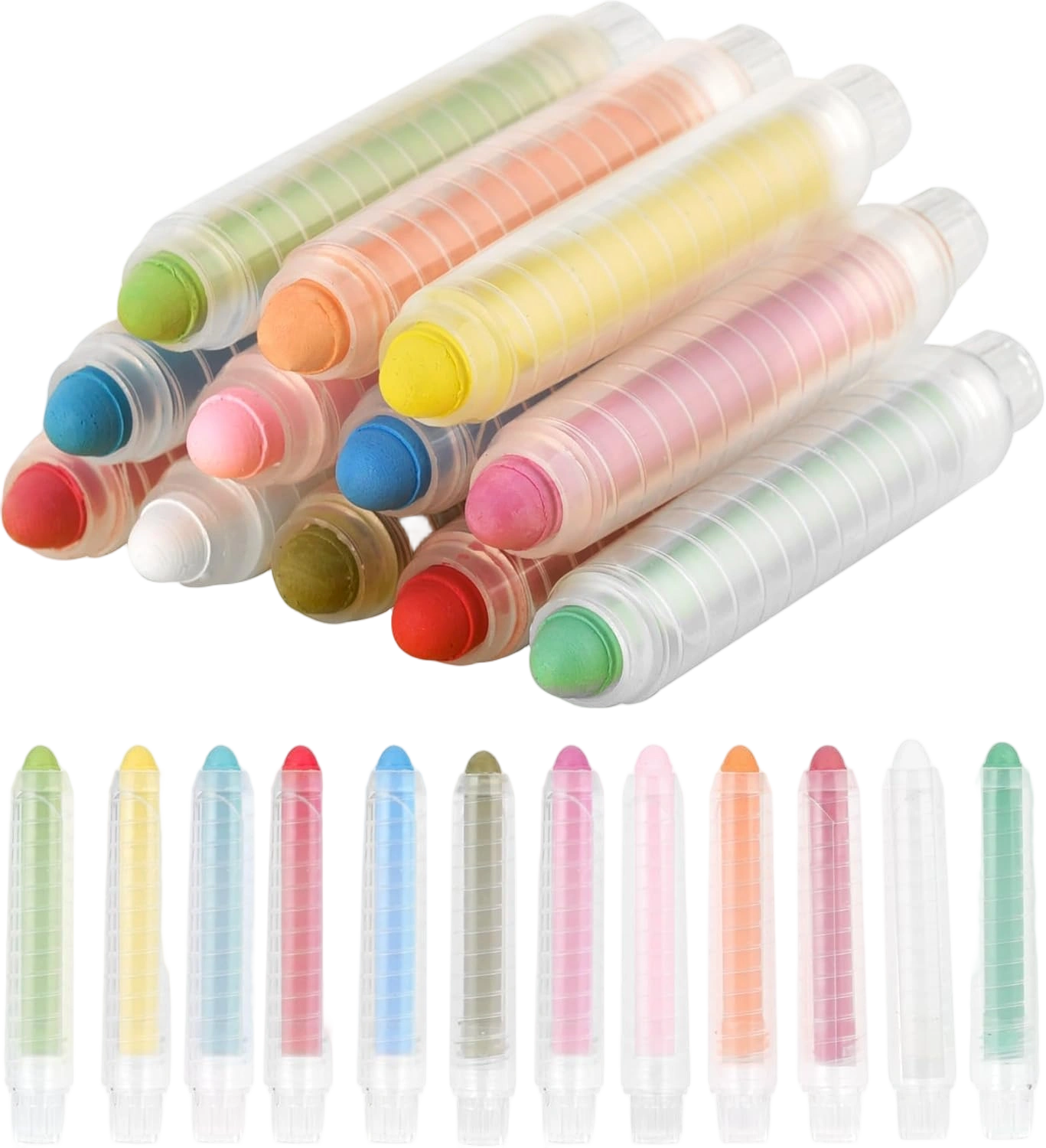 NewFamily Dustless Chalk for Kids, Colored Sidewalk Chalk With Holder,Non-Toxic