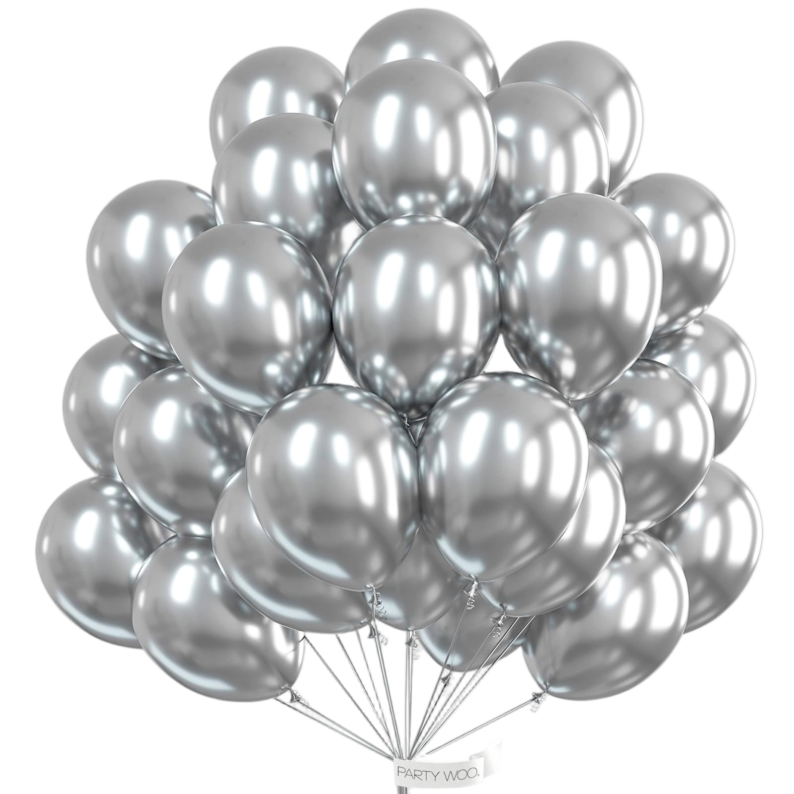 PartyWoo Metallic Silver Balloons, 50 pcs 12 Inch Silver Metallic Balloons, Silv