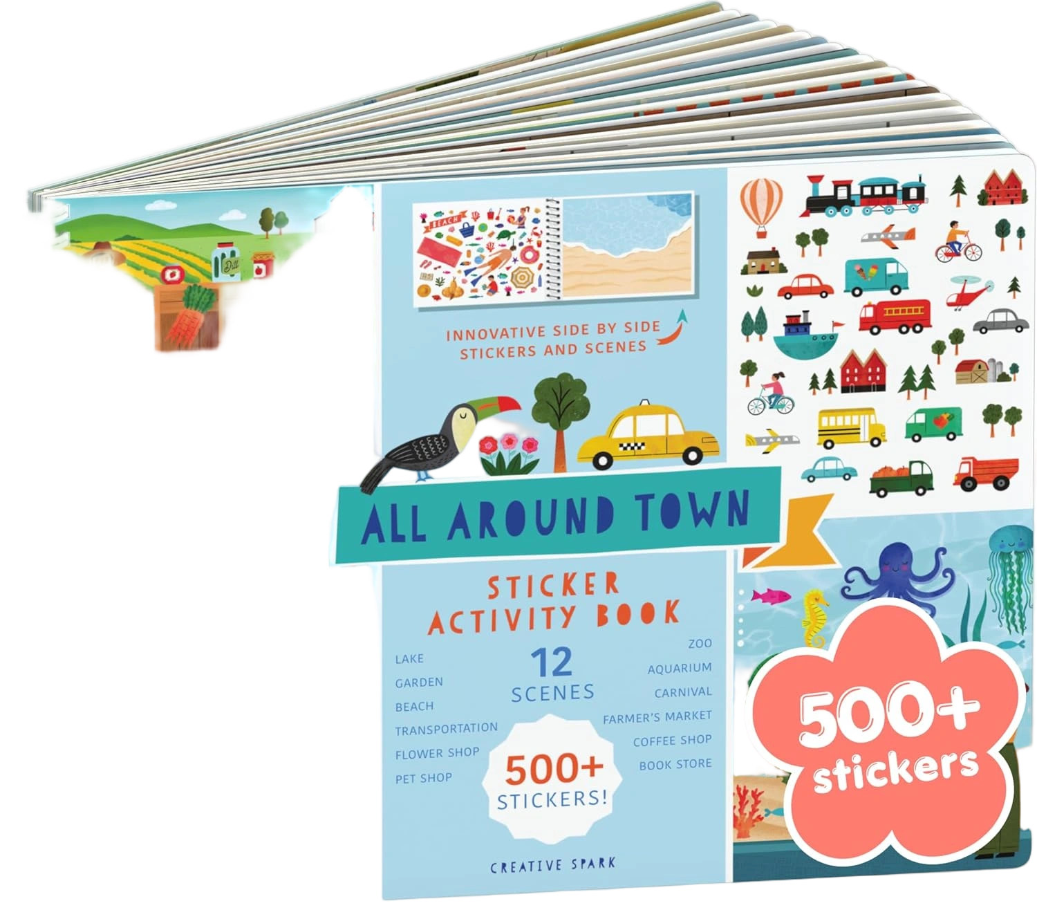 All Around Town 500+ Kids Sticker Book by Cupkin Fun Toddler Travel Activity Col