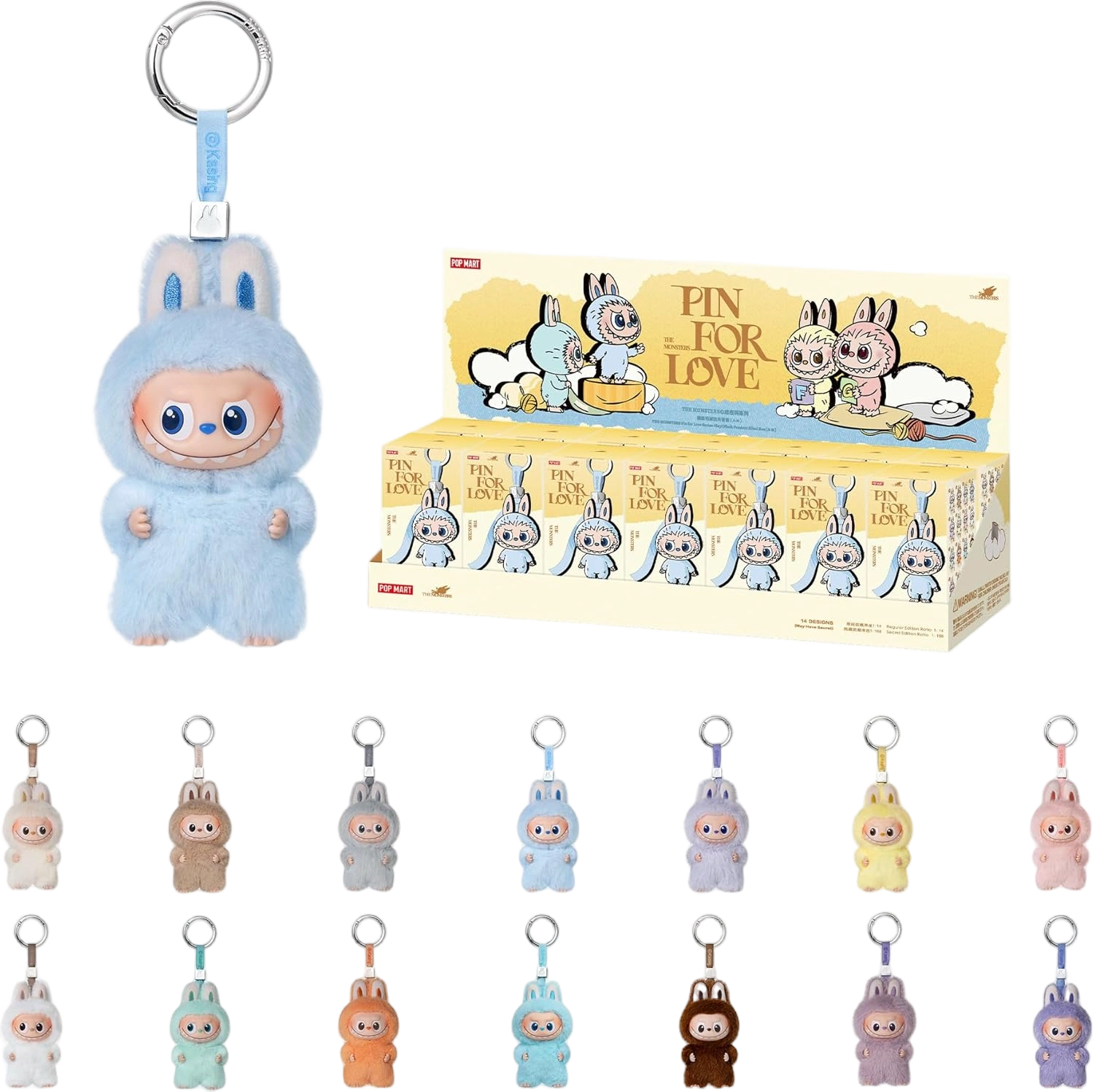 POP MART The Monster PIN for Love Series - Vinyl Plush Pendant Blind Box (A-M), 
