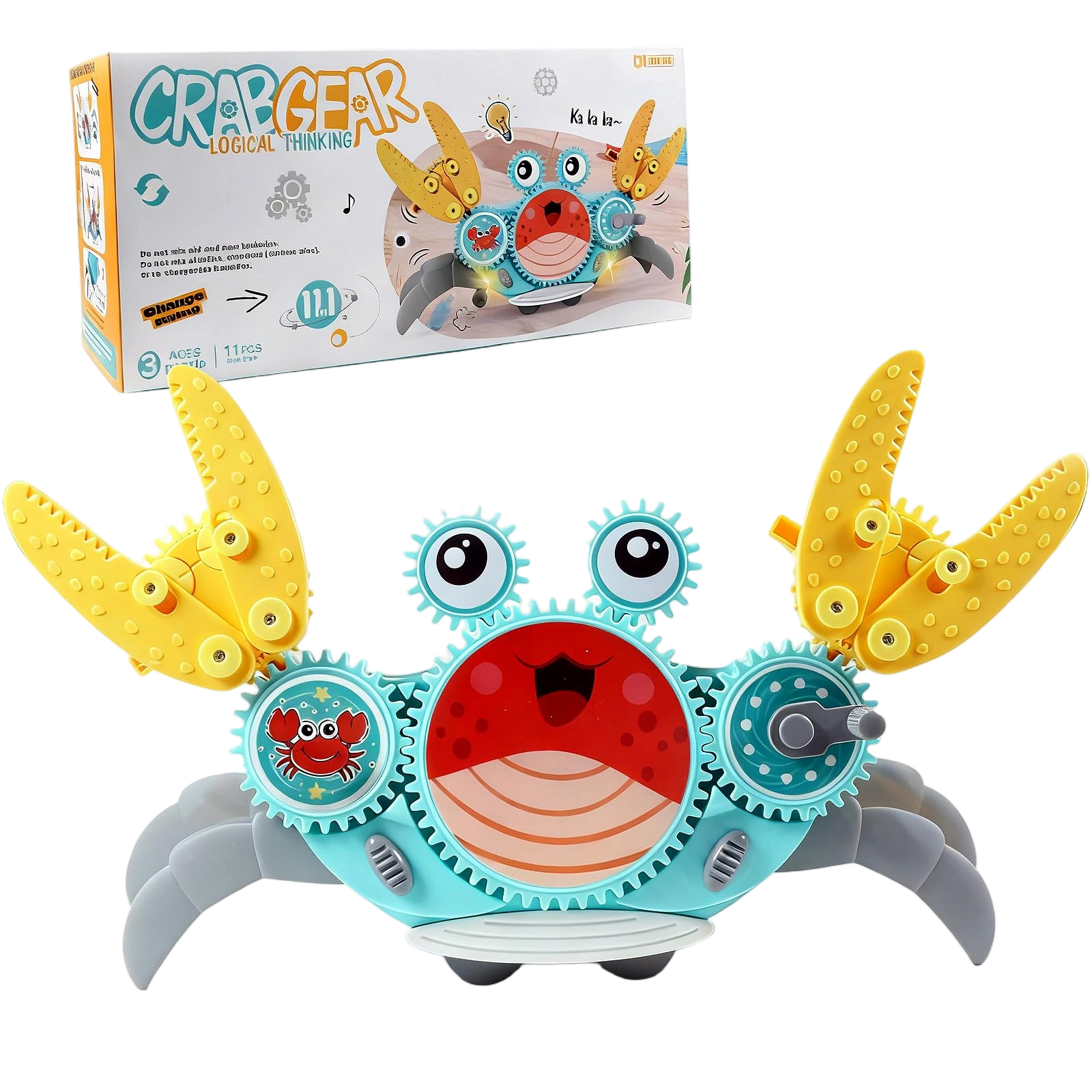 Crawling Crab Gear Set Toy - Tummy Time Musical Crab Toys Stacking & Building Bl