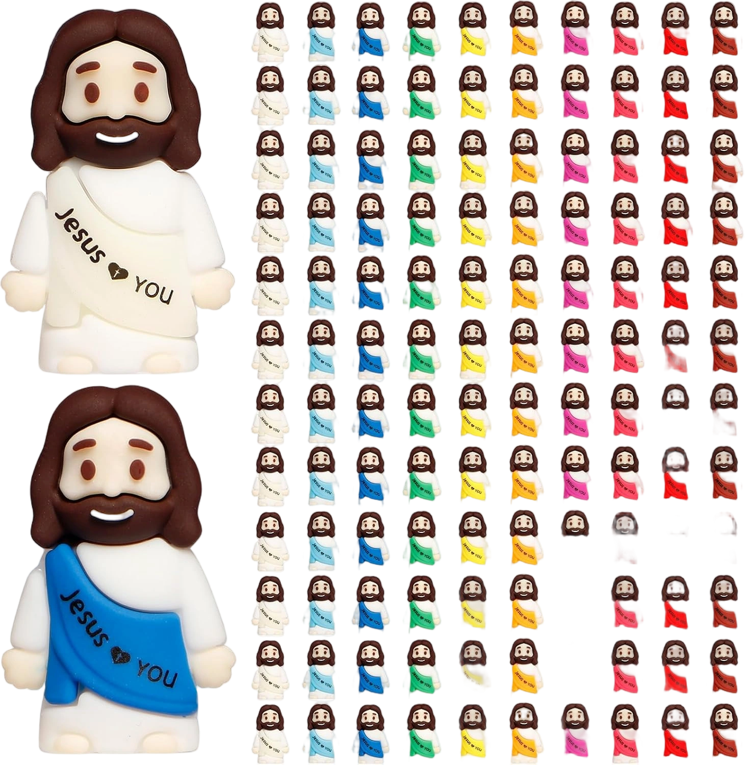 120PCS Little Jesus Figures, 10 Color Tiny Jesus Figurines in Bulk, Mini Jesus F