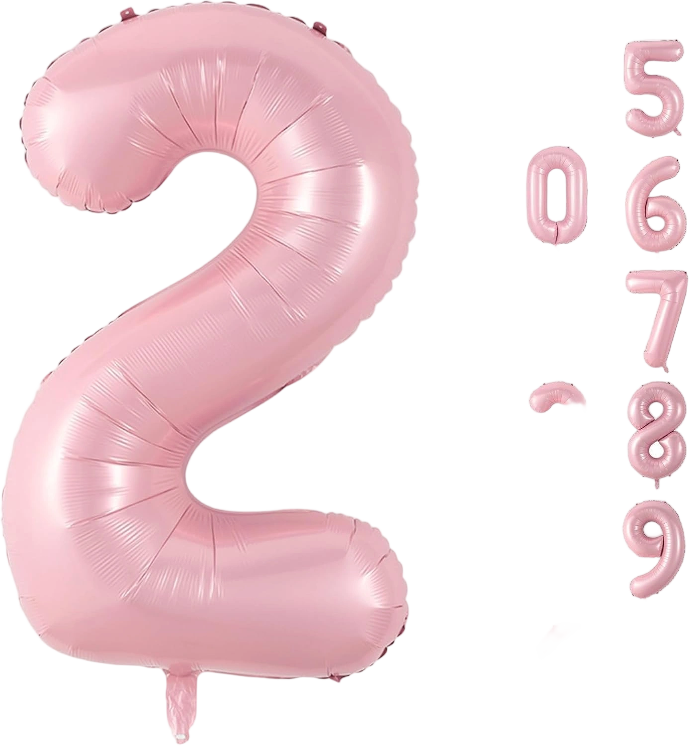 40 Inch Balloon Number 2 Pastel Pink, Large Foil Light Pink Number Balloons Set 